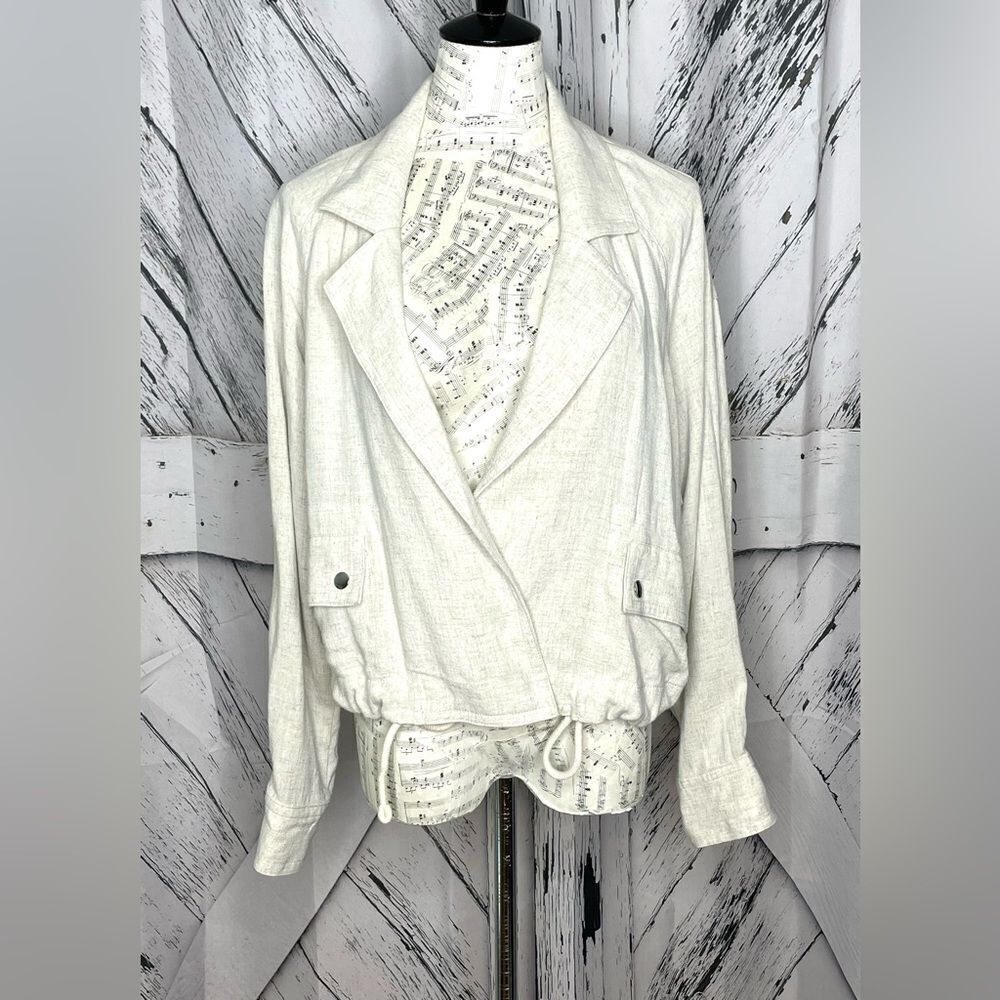 Sophie Rue Oatmeal Linen Blend Jacket Cropped M